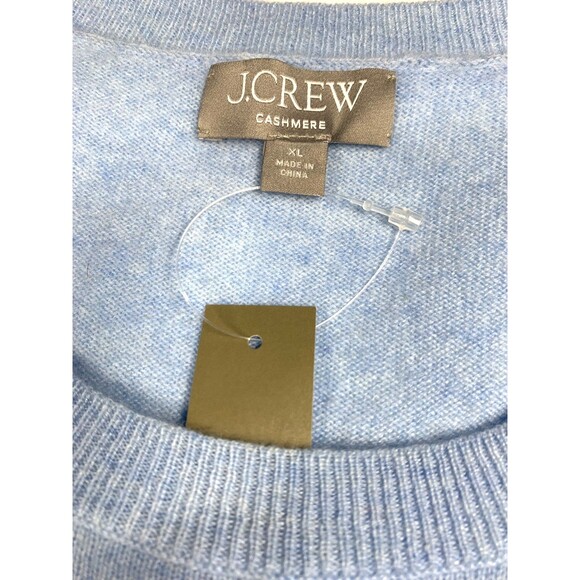 NEW J Crew Cashmere Shrunken T Shirt Sweater XL Light Blue Short Sleeve Luxury - Picture 2 of 10